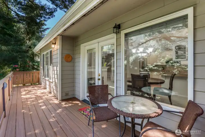 Upper deck offers privacy and view of trees