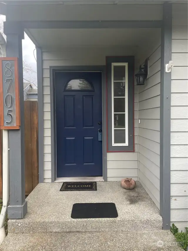 Welcoming covered front entry.