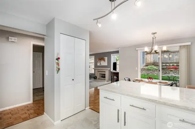 Kitchen has plenty of storage and a pantry.