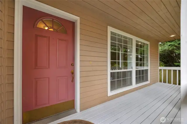 Enjoy a morning beverage on the covered front porch.