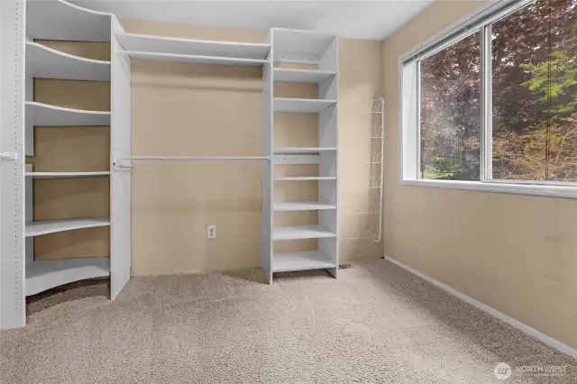 Built-in shelving in the walk-in. Actually has a window overlooking the backyard that makes it more like another small room.