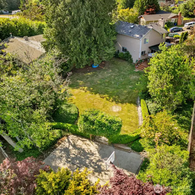 Looking down at the property.