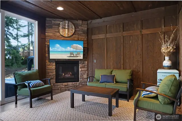 Enclosed cozy sunroom.