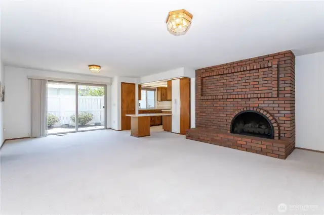 Family room with slider to side patio