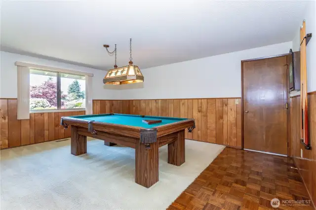 Behind the family room, the door at right leads to garage.