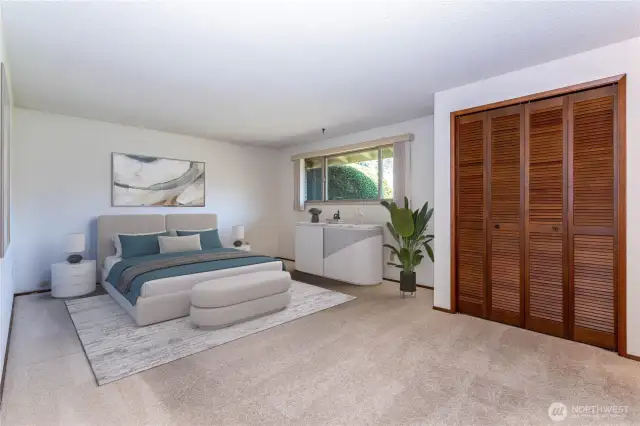 Staged photo, primary bedroom suite