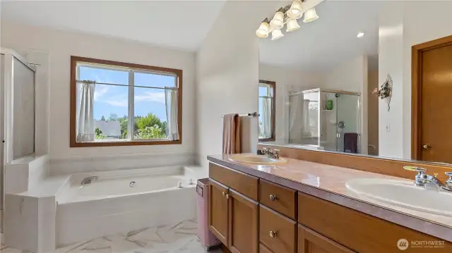 Master ensuite with private soaking tub