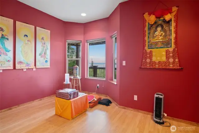 Office with built in shelving is currently used as a room for mediation. Please be respectful.   Nice bay window overlooking the Hood Canal.