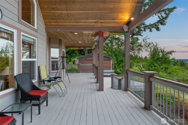 Over 800 sq ft of covered deck facing the view