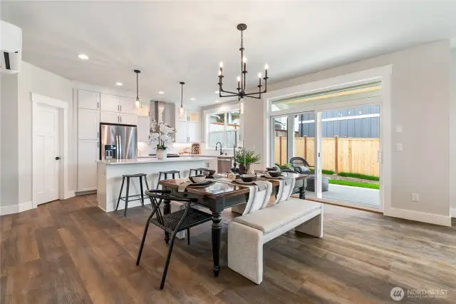 Staged dining area