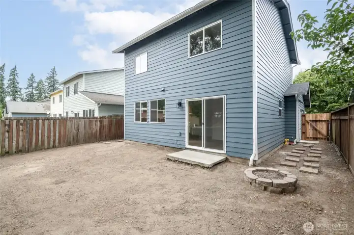 Side view of back of home