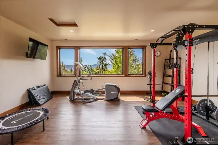 No limitations here in the home gym of all gyms - Gym floor rated for 60 pounds per square foot (enough to support a Chevy suburban!!).