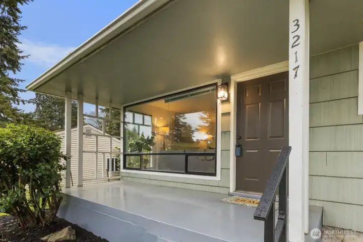 Covered front entry.