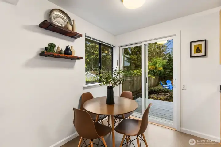 The perfect spot for your morning coffee and watching nature out the back sliders.