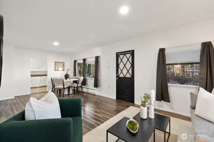 Spacious living, dining and kitchen areas