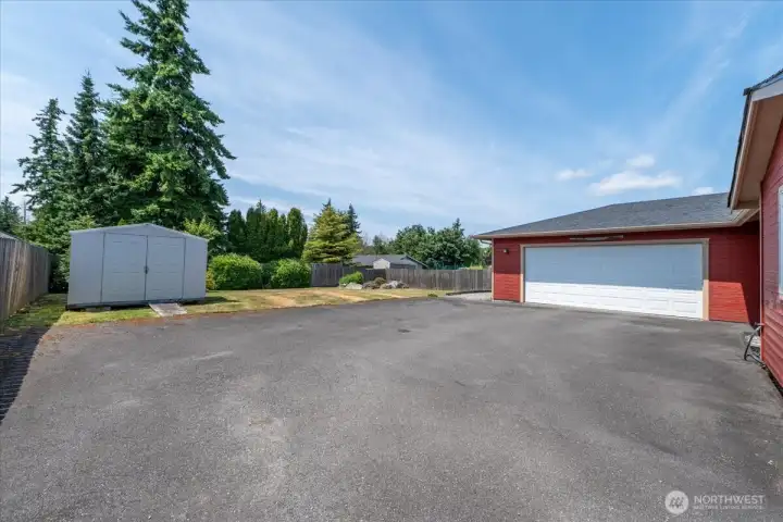 Ample parking and space for an RV.