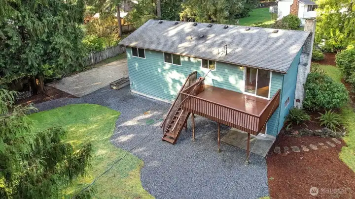 Large flat yard with sport court and endless possibilities