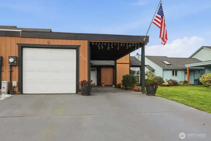Front of Home With   1Car Garage & Carport