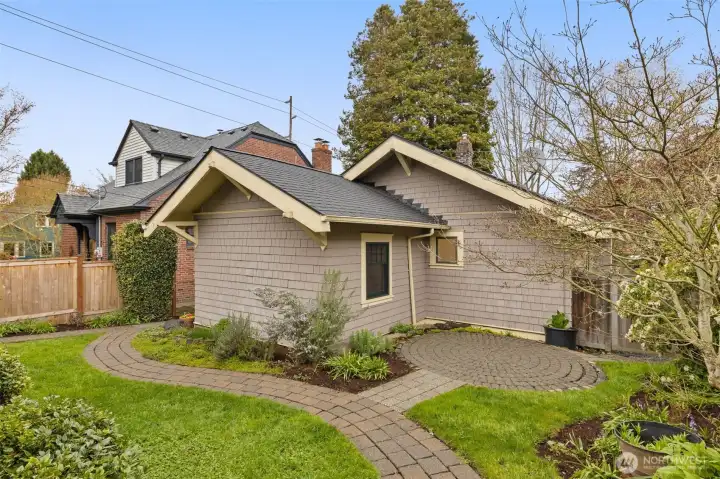 South facing backyard allows for gardener's delight. Partially fenced backyard.