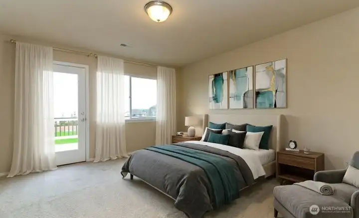 Primary bedroom, virtually staged