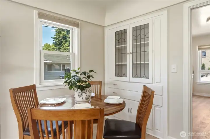 14 Dining area with leaded glass cabinet for storage
