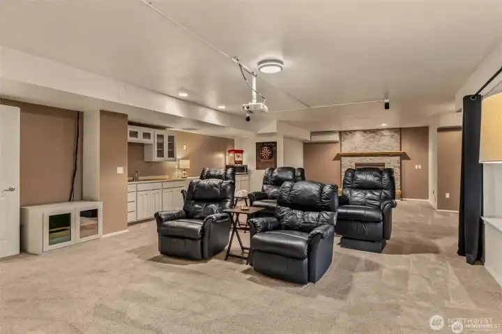 Expansive media room in lower level is great for entertaining
