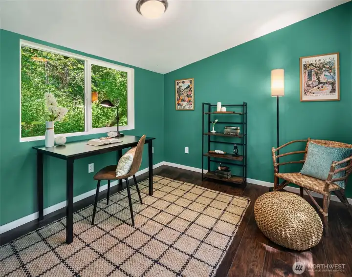 The west studio has plenty of room for guests, exercise equipment, or your budding painting career.