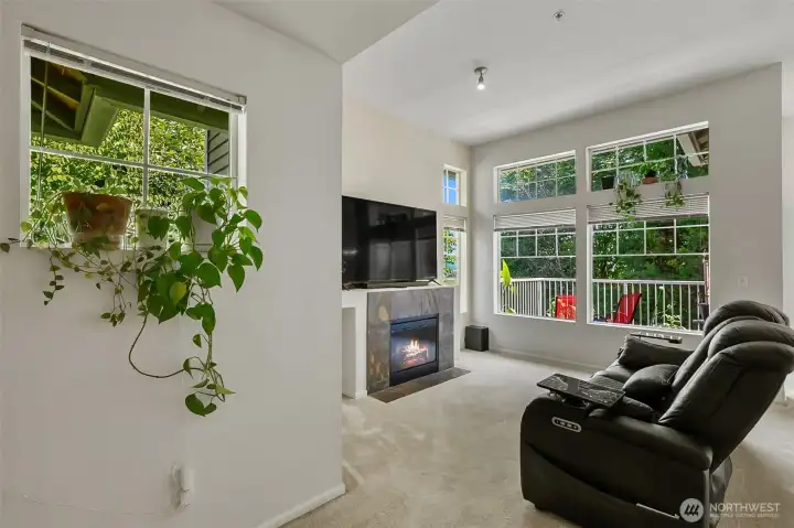 Living Room backs to greenbelt