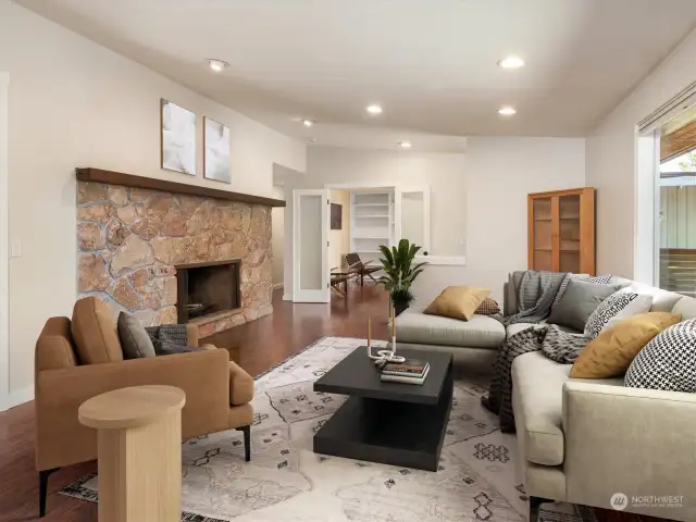 Virtual living room staging.