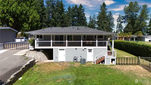 View of Back of the house.Entrance of game room shown here also.