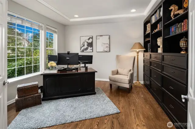 Generous size main floor office with built-ins