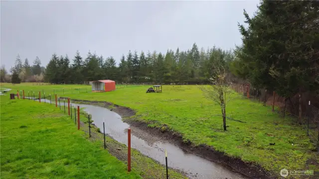 Level land with rainy season runoff