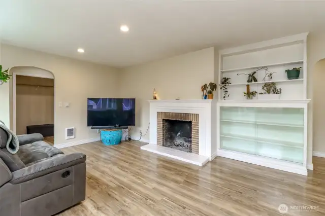 Wood burning Fireplace & Built- Ins