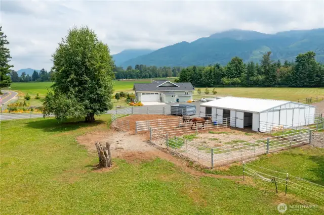 Well-built 3+ stall barn with individual runs—designed for comfort, function, and year-round turnout.