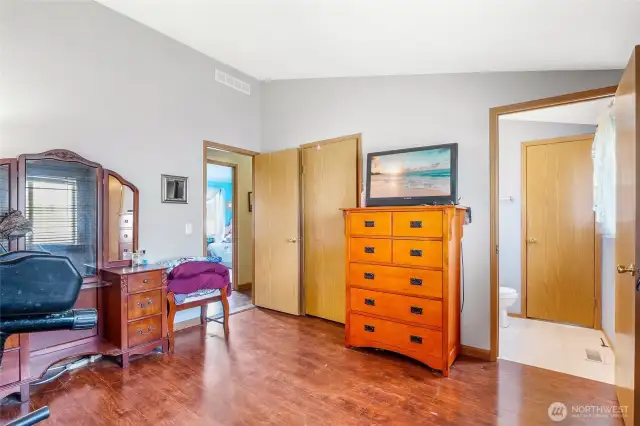 The primary bedroom is shown here, with the half bath to the right.