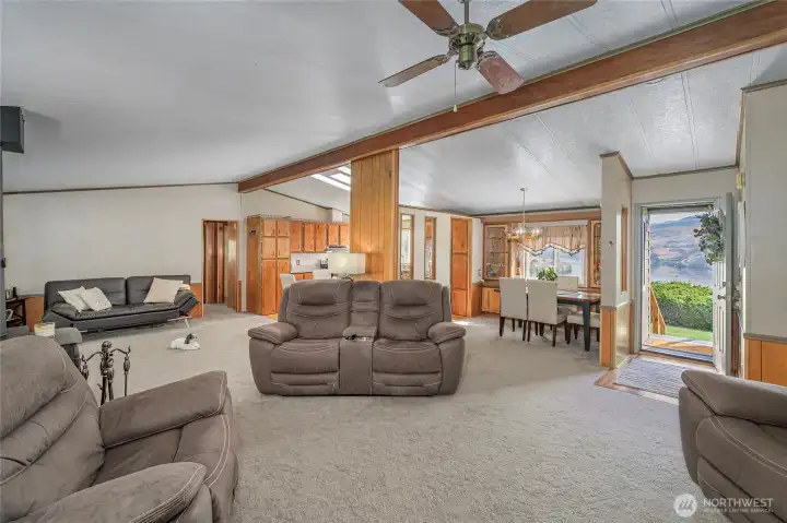 entrance, living room and dining room