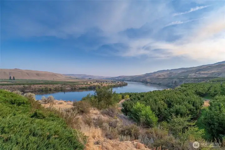 Looking over orchard. across river,  and Brewster