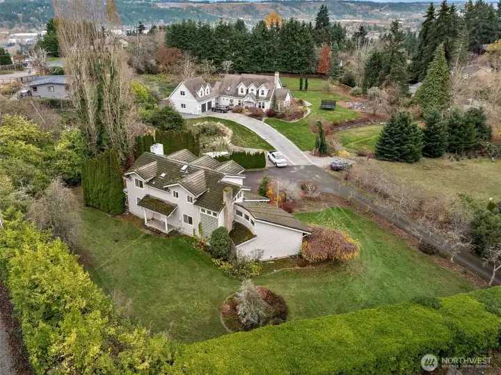 Aerial from backyard. Home faces SE