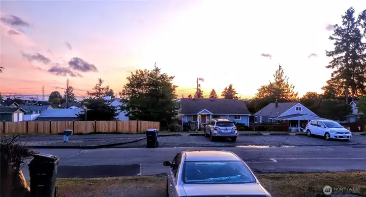 From the front porch, stunning sunset views (and if there is snow on top of the Olympics, you can see the tip top of the mountain peaks)