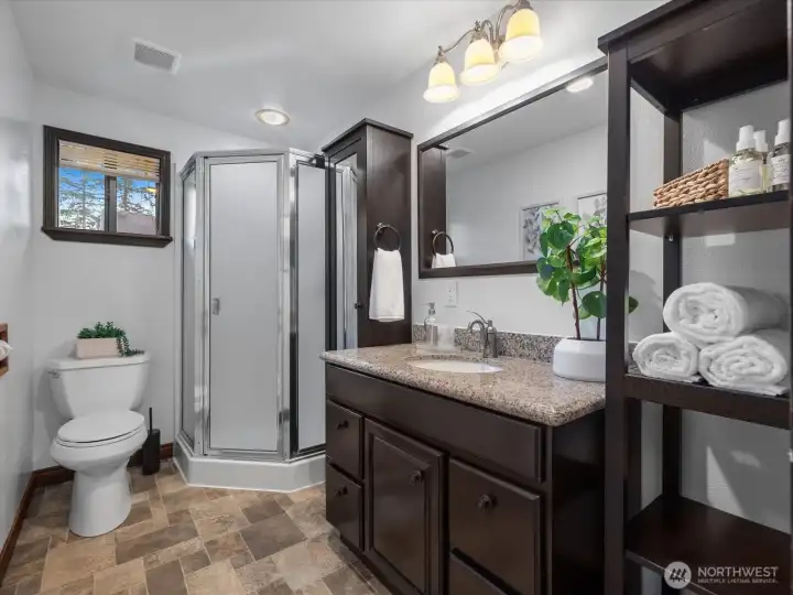 3/4 bathroom in hallway