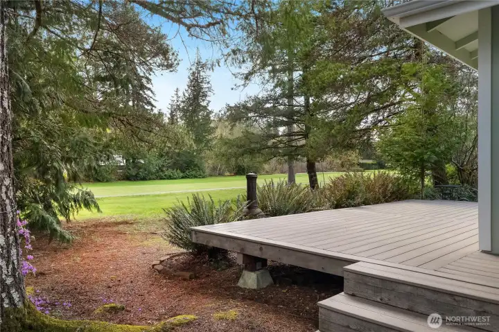 Back deck with golf course view
