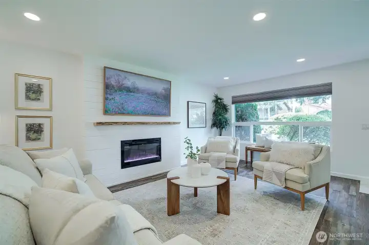 Built-in Electric Fireplace with Multiple setting views.