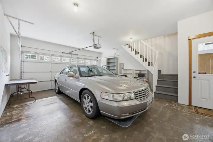 Clean Garage with access to Storage above Garage