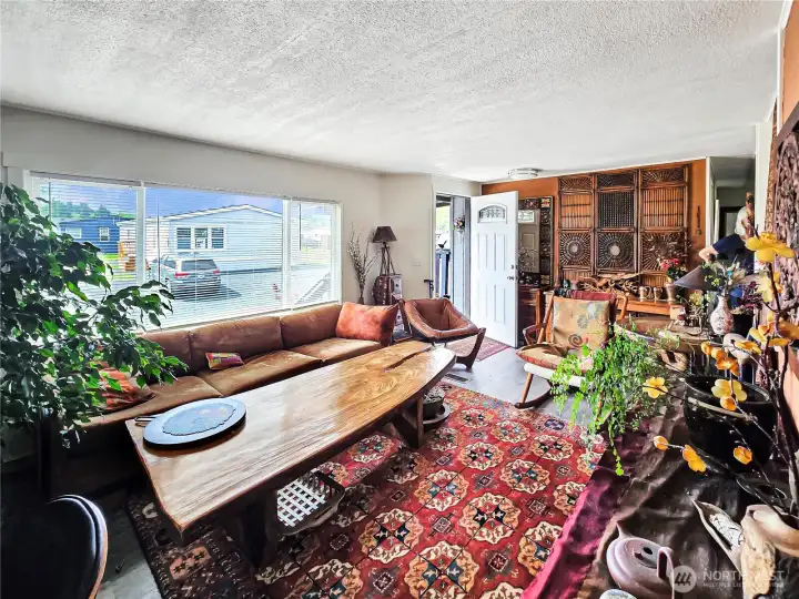 The entry has room for an entry table or bench.