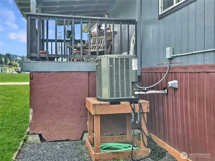 Newer heat pump for cool summer days and warm winter evenings.