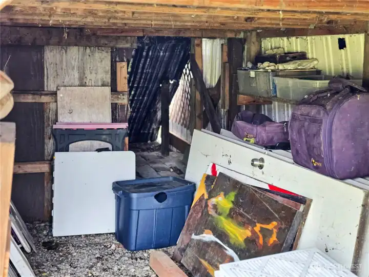 Under the deck storage area.