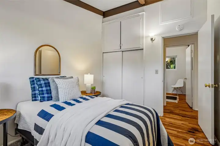 Common Bedroom #2 - Continued Vaulted Ceilings w/ added storage + Hrdwds Common Bedroom #2 - Continued Vaulted Ceilings w/ added storage + Hrdwds