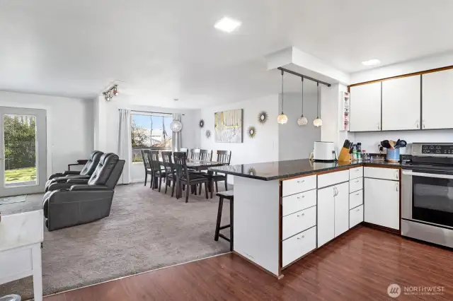 The inside of the main home has many upgrades including counters and flooring throughout.
