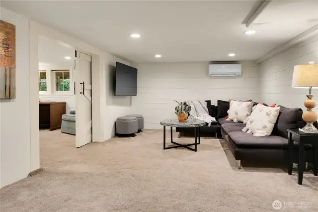 Lower level den. Note the mini-split for year round comfort.
