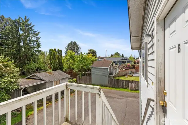 Exterior staircase leads to the upper level Unit B.